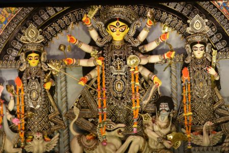close up photo of hindu goddess durga puja